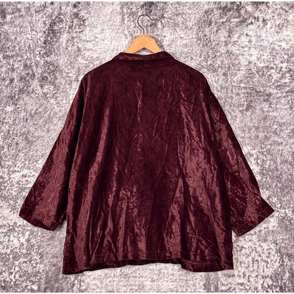 CP Shades Jacket Small Womens Wine Red Crushed Velvet Button Up Collared - Picture 3 of 8